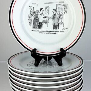 Vintage “The New Yorker” Appetizer Plate Set of 8 Cartoon Plates